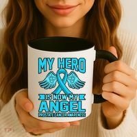 Hero Is Now My Angel Prostate Cancer Awareness Blue Graphic Gift Coffee Mug thumb 3