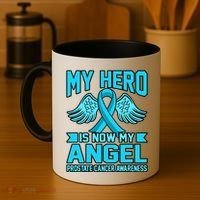 Hero Is Now My Angel Prostate Cancer Awareness Blue Graphic Gift Coffee Mug thumb 4