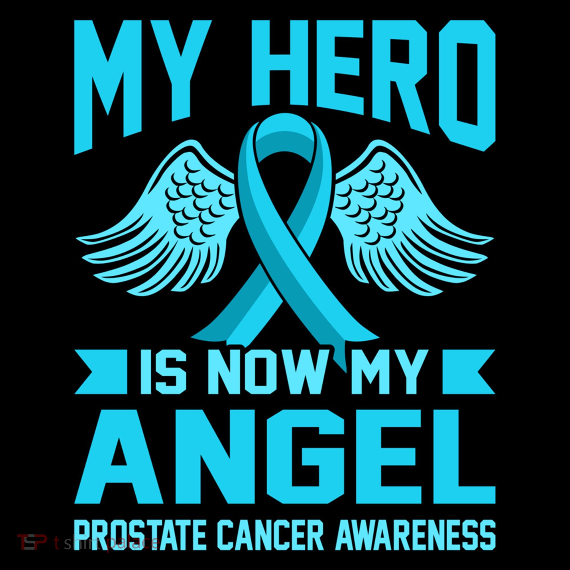 Hero Is Now My Angel Prostate Cancer Awareness Blue Graphic Gift Coffee Mug