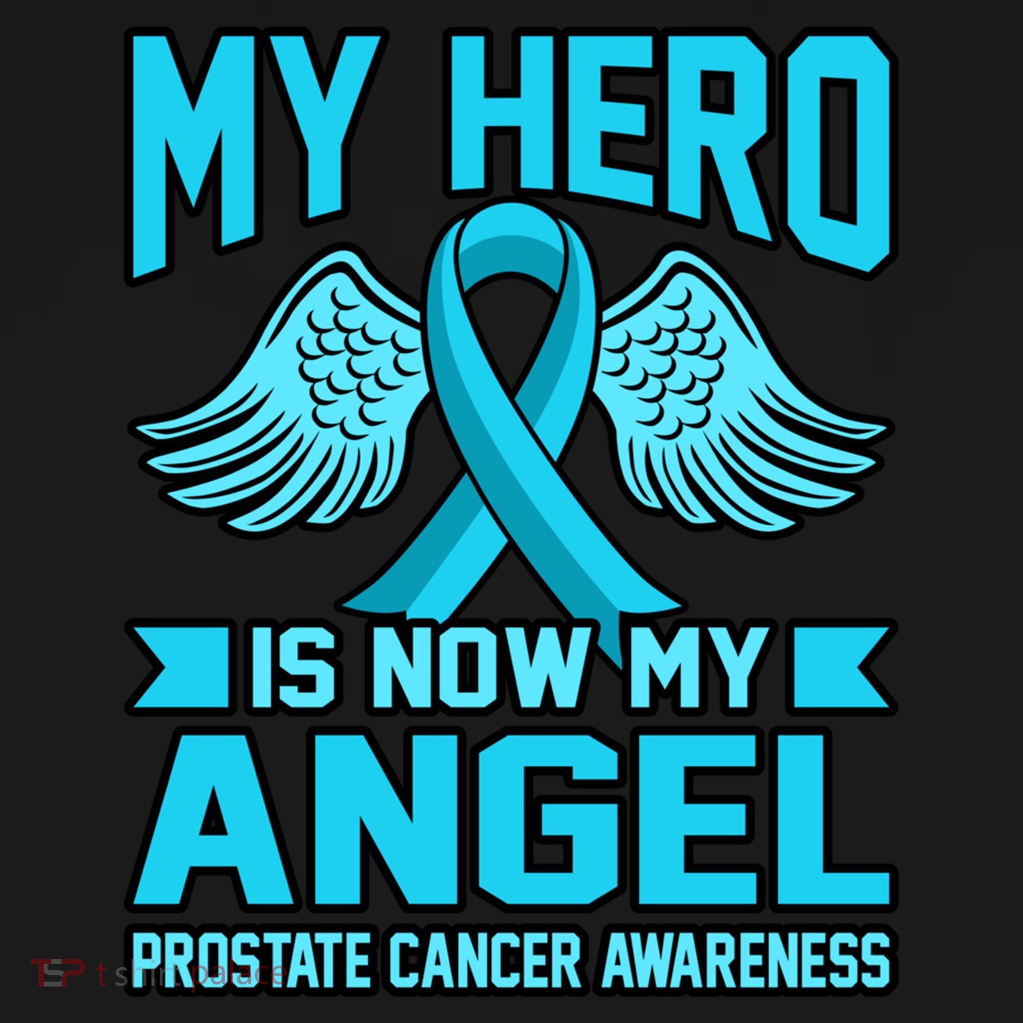 Hero Is Now My Angel Prostate Cancer Awareness Blue Graphic Gift Women's Hoodie