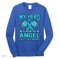 Hero Is Now My Angel Prostate Cancer Awareness Blue Graphic Gift Long Sleeve Shirt thumb 0