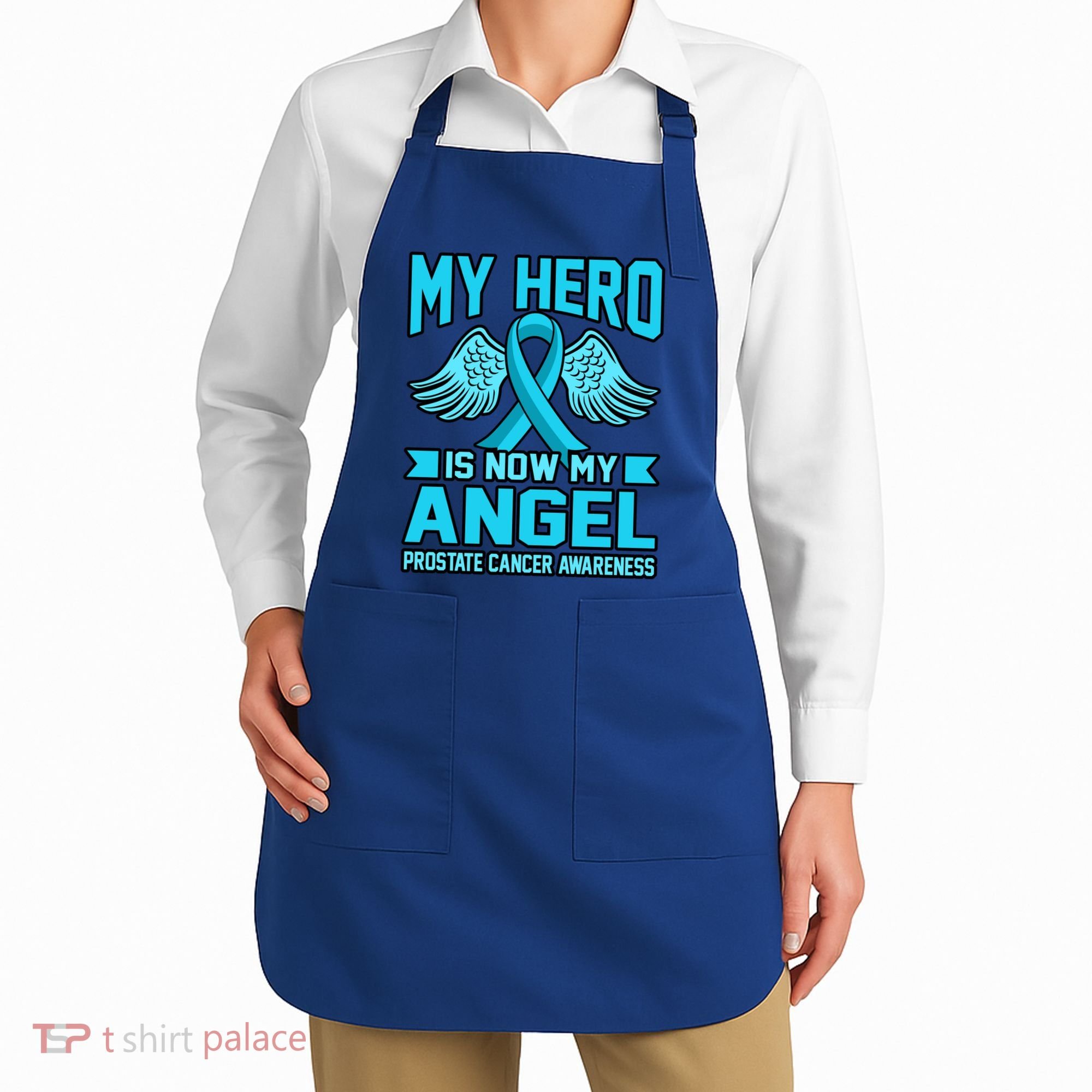Hero Is Now My Angel Prostate Cancer Awareness Blue Graphic Gift Apron