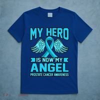 Hero Is Now My Angel Prostate Cancer Awareness Blue Graphic Gift T-Shirt thumb 5