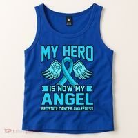 Hero Is Now My Angel Prostate Cancer Awareness Blue Graphic Gift Tank Top thumb 2