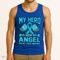 Hero Is Now My Angel Prostate Cancer Awareness Blue Graphic Gift Tank Top thumb 3