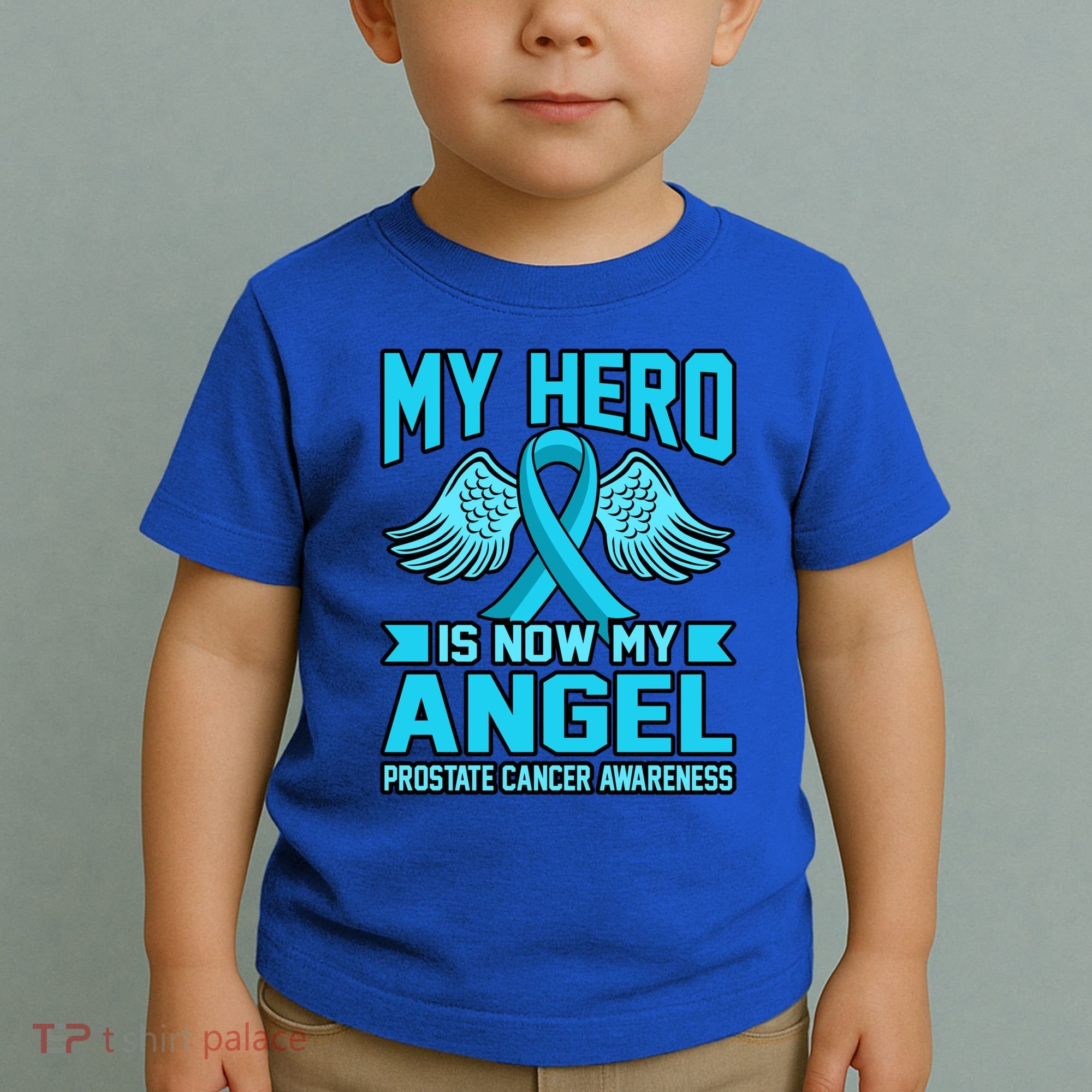 Hero Is Now My Angel Prostate Cancer Awareness Blue Graphic Gift Toddler T-Shirt
