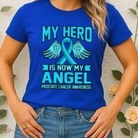 Hero Is Now My Angel Prostate Cancer Awareness Blue Graphic Gift Women's T-Shirt thumb 2