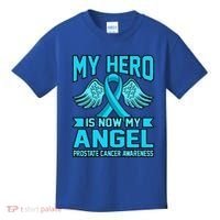Hero Is Now My Angel Prostate Cancer Awareness Blue Graphic Gift Kids T-Shirt thumb 0