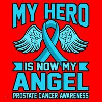 Hero Is Now My Angel Prostate Cancer Awareness Blue Graphic Gift Santa Hat thumb 1