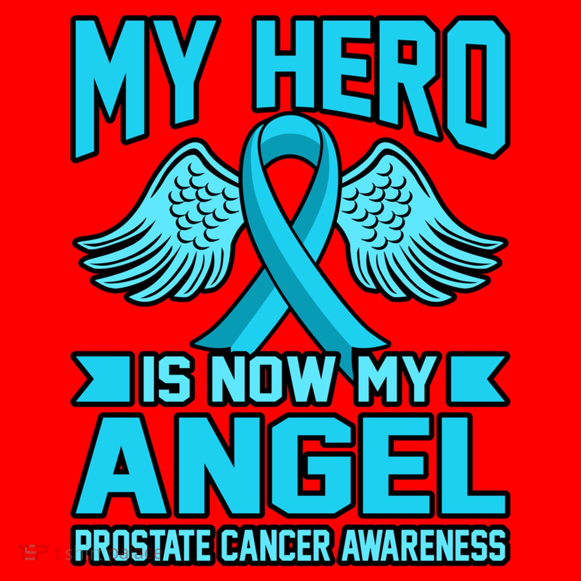 Hero Is Now My Angel Prostate Cancer Awareness Blue Graphic Gift Santa Hat