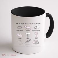 He Is Not Here He Has Risen Christian Jesus Easter Day Family Matching Coffee Mug thumb 1