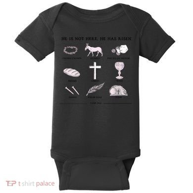 He Is Not Here He Has Risen Christian Jesus Easter Day Family Matching Baby Bodysuit