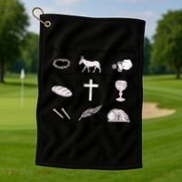 He Is Not Here He Has Risen Christian Jesus Easter Day Family Matching Golf Towel thumb 1