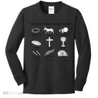 He Is Not Here He Has Risen Christian Jesus Easter Day Family Matching Kids Long Sleeve Shirt thumb 0