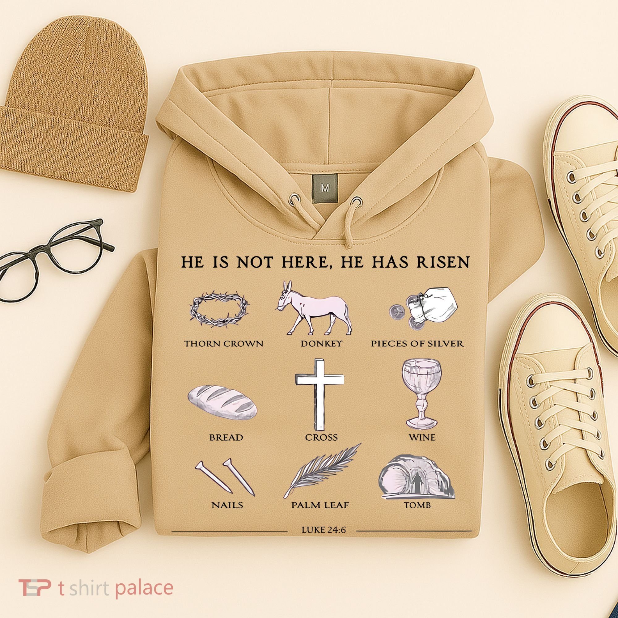 He Is Not Here He Has Risen Christian Jesus Easter Day Family Matching Hoodie