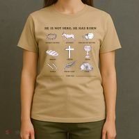 He Is Not Here He Has Risen Christian Jesus Easter Day Family Matching T-Shirt thumb 4