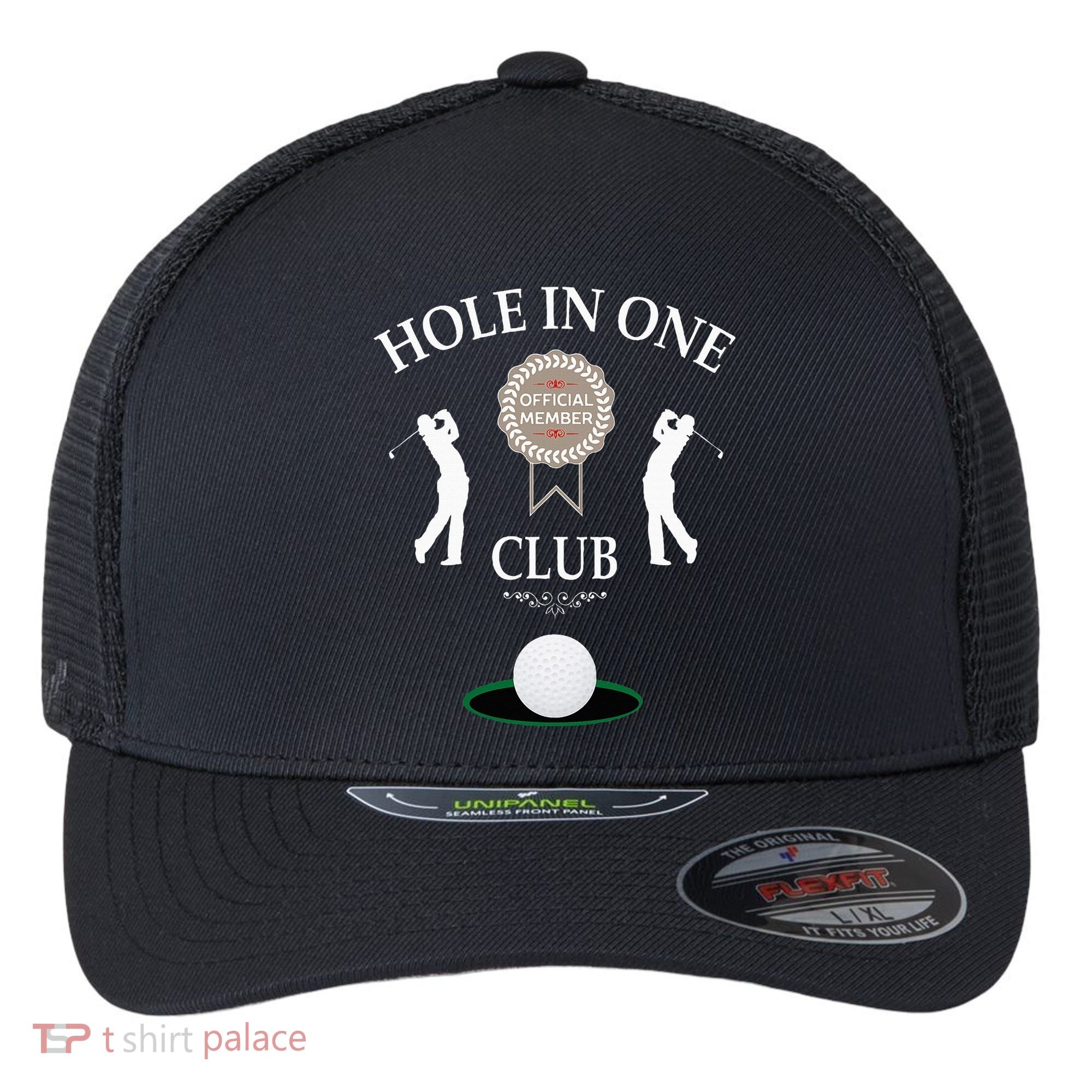 Hole In One Club Funny Golf Humor Flexfit Unipanel Trucker Cap