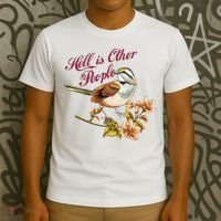 Hell Is Other People Retro Vintage Bird Flowers T-Shirt thumb 3