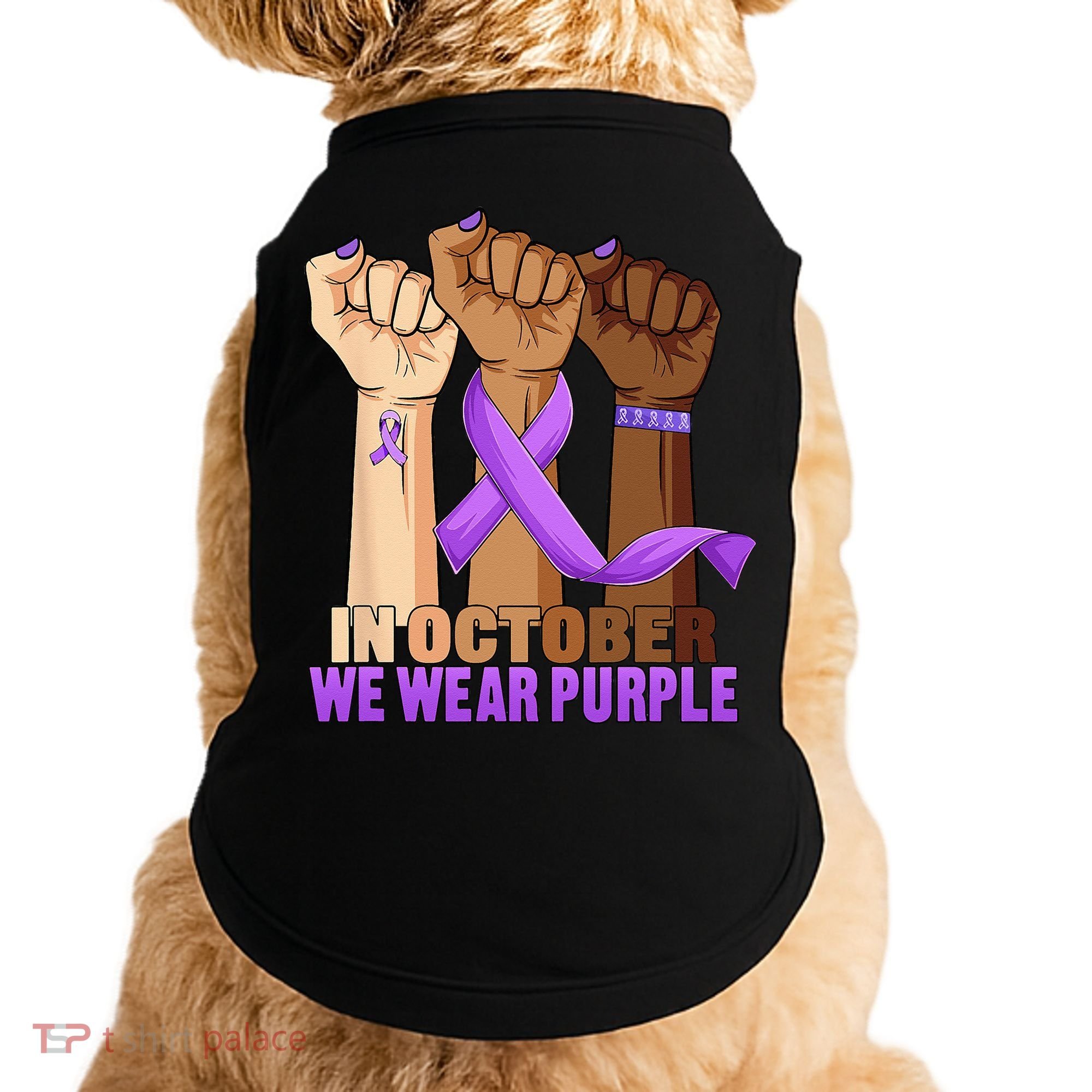 Hand In October Purple Dv Domestic Violence Awareness Month Doggie Tank