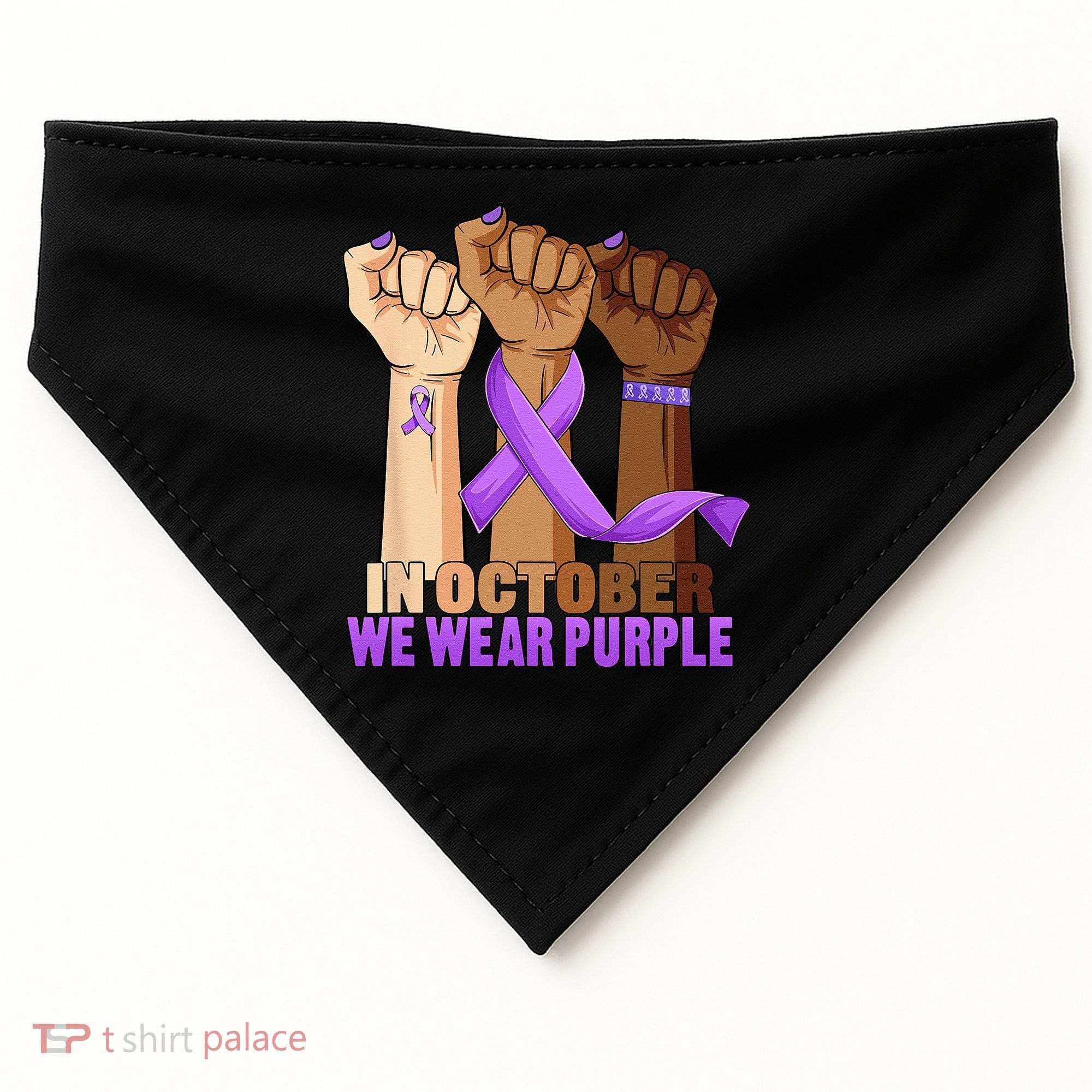 Hand In October Purple Dv Domestic Violence Awareness Month USA-Made Doggie Bandana