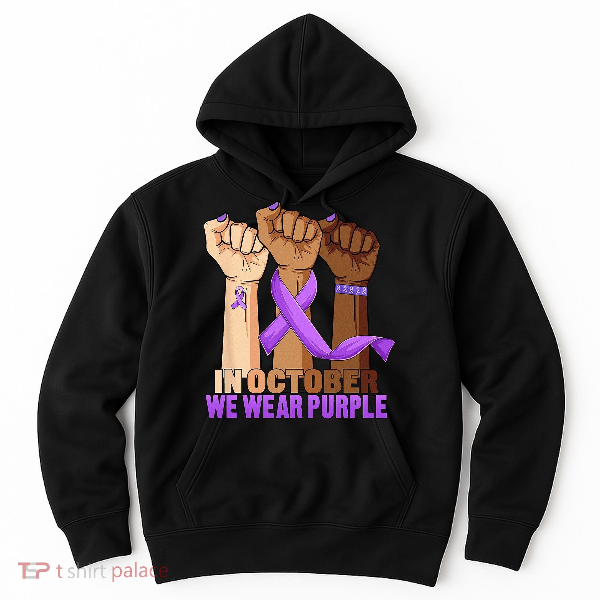 Hand In October Purple Dv Domestic Violence Awareness Month Hoodie