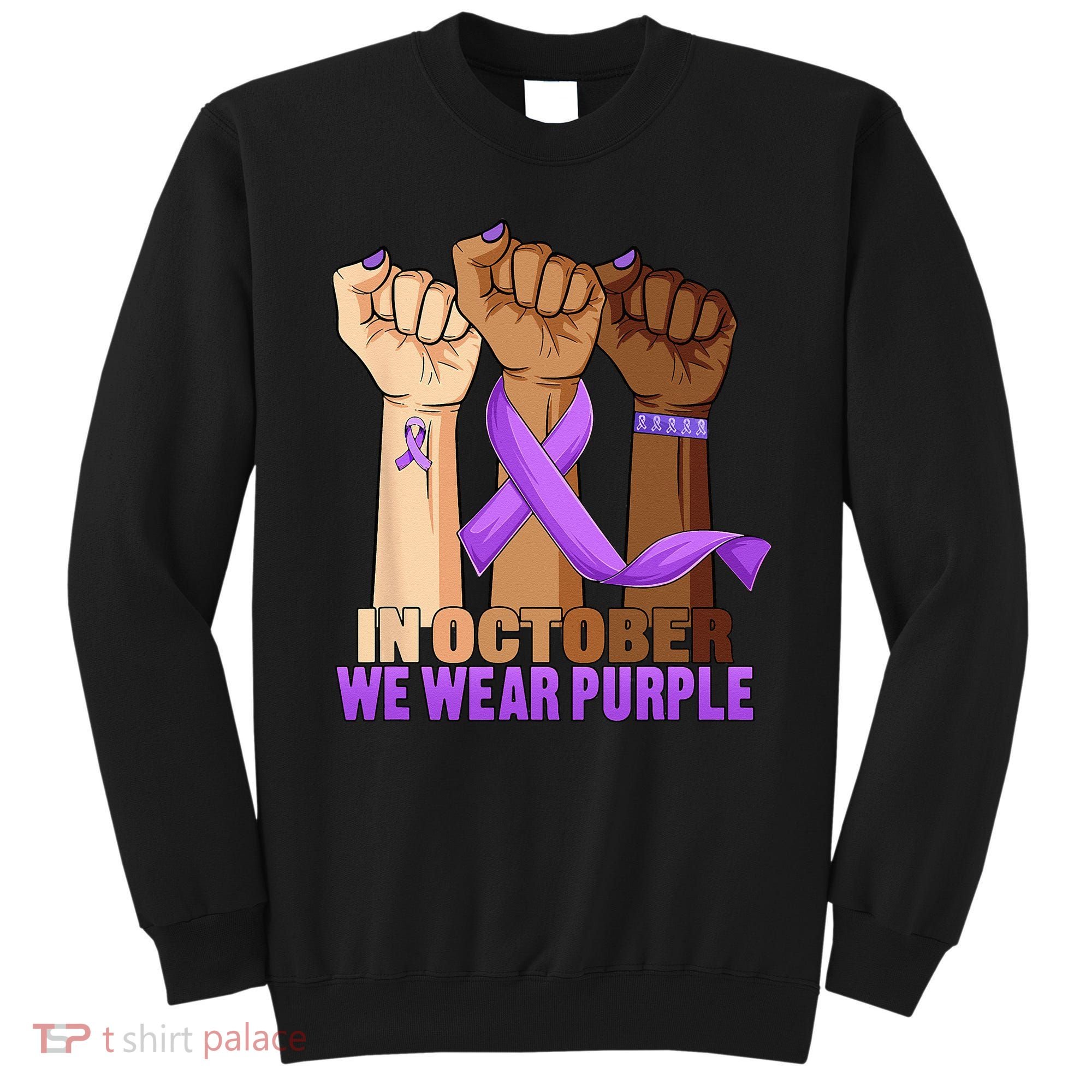 Hand In October Purple Dv Domestic Violence Awareness Month Sweatshirt