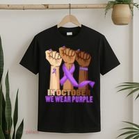 Hand In October Purple Dv Domestic Violence Awareness Month T-Shirt thumb 2