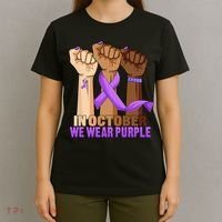 Hand In October Purple Dv Domestic Violence Awareness Month T-Shirt thumb 4