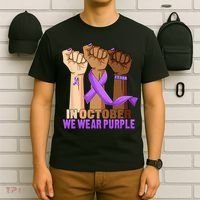 Hand In October Purple Dv Domestic Violence Awareness Month T-Shirt thumb 6