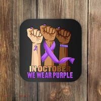 Hand In October Purple Dv Domestic Violence Awareness Month Coaster thumb 0