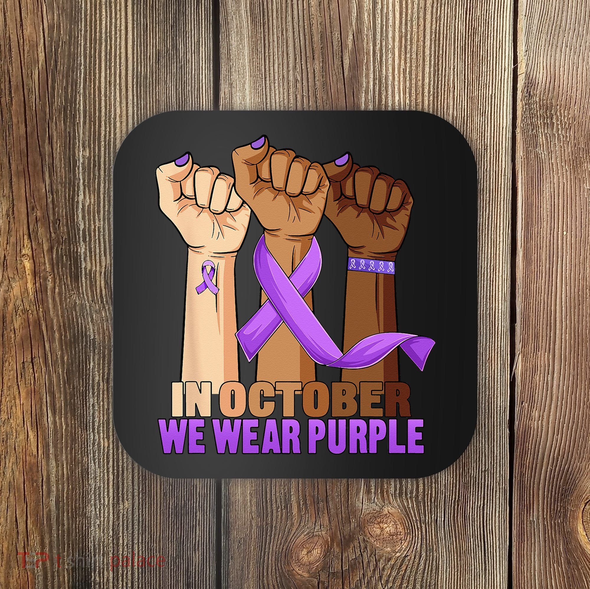 Hand In October Purple Dv Domestic Violence Awareness Month Coaster