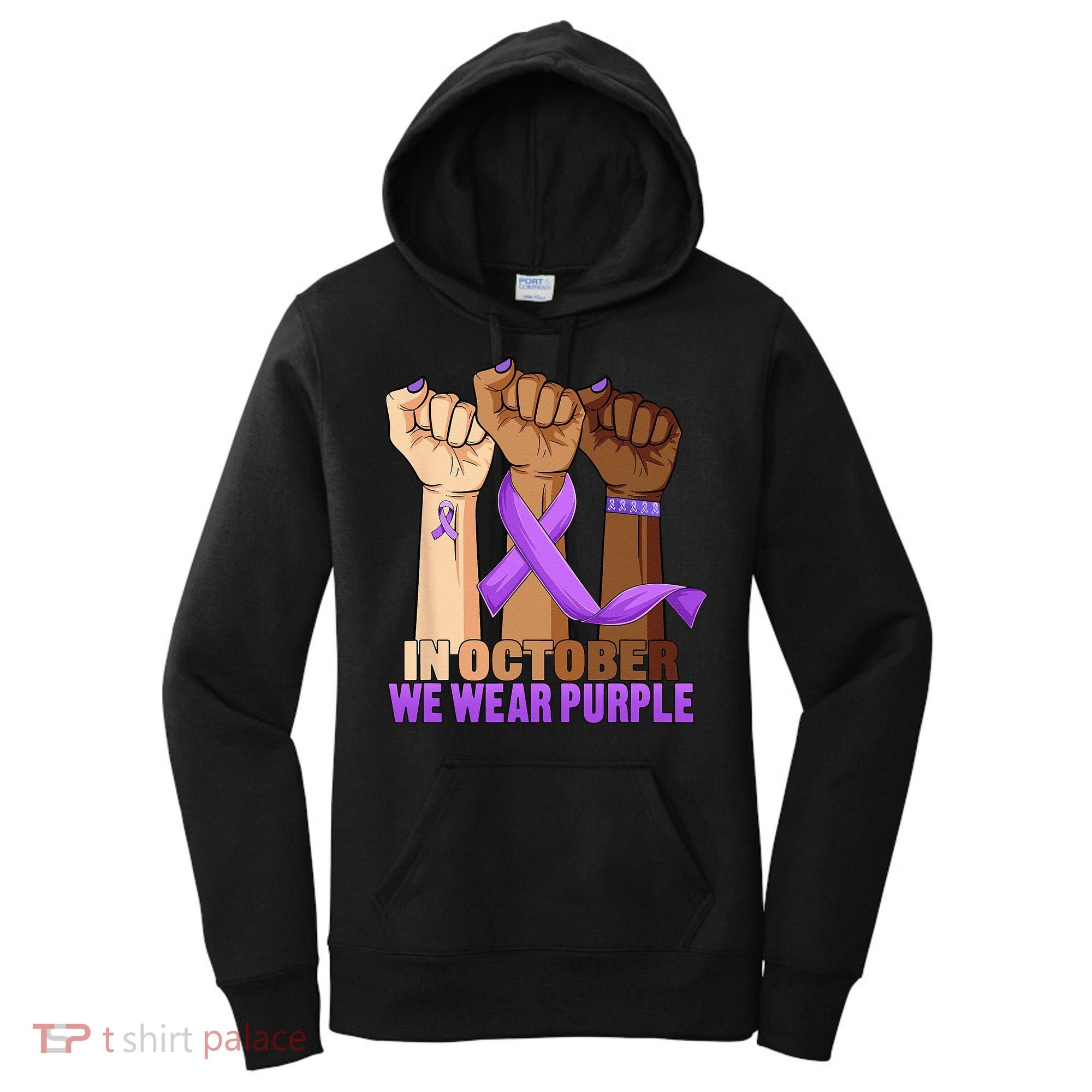 Hand In October Purple Dv Domestic Violence Awareness Month Women's Hoodie