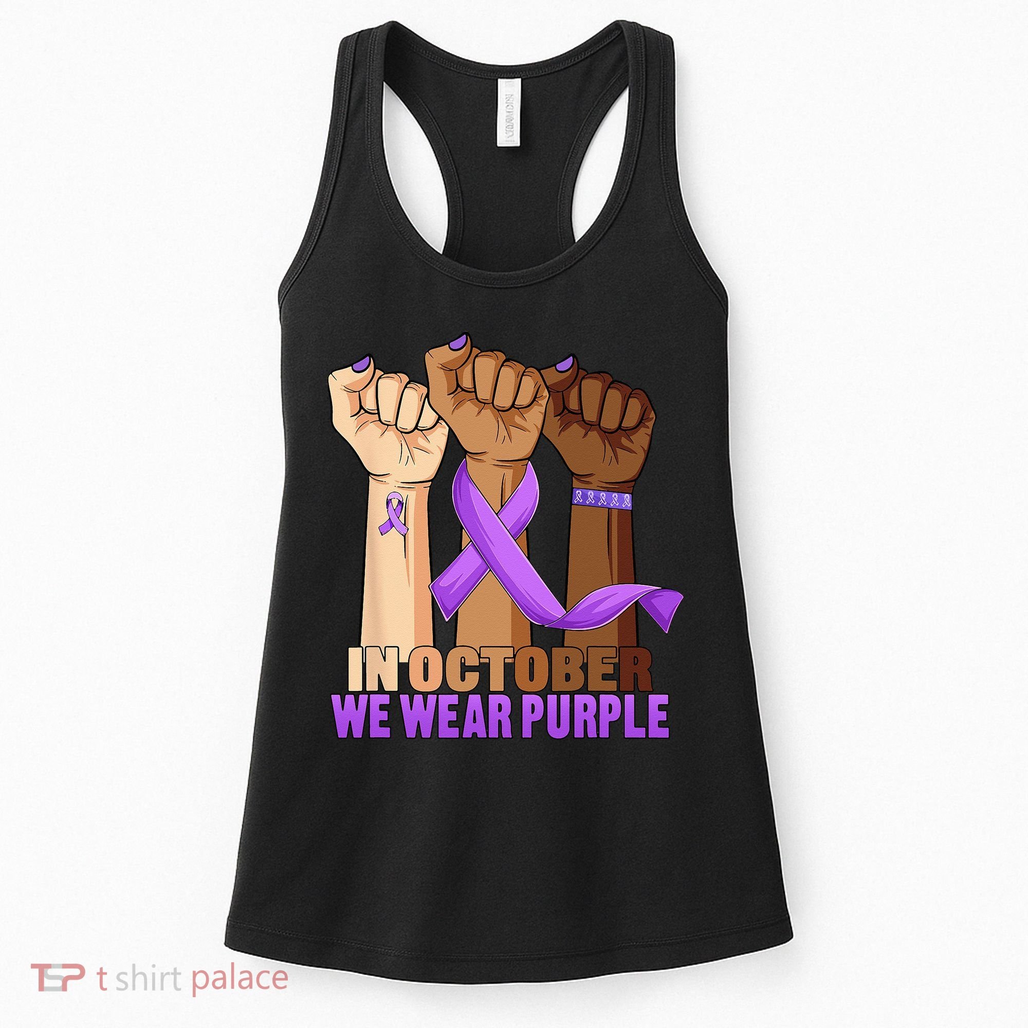 Hand In October Purple Dv Domestic Violence Awareness Month Women's Tank Top