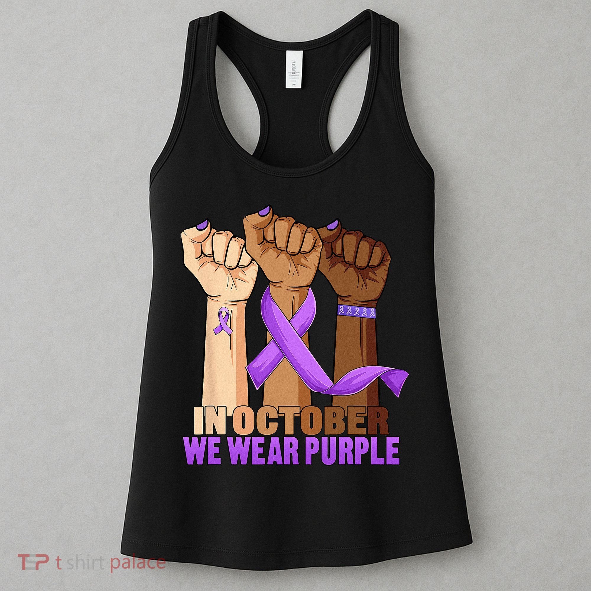 Hand In October Purple Dv Domestic Violence Awareness Month Women's Tank Top