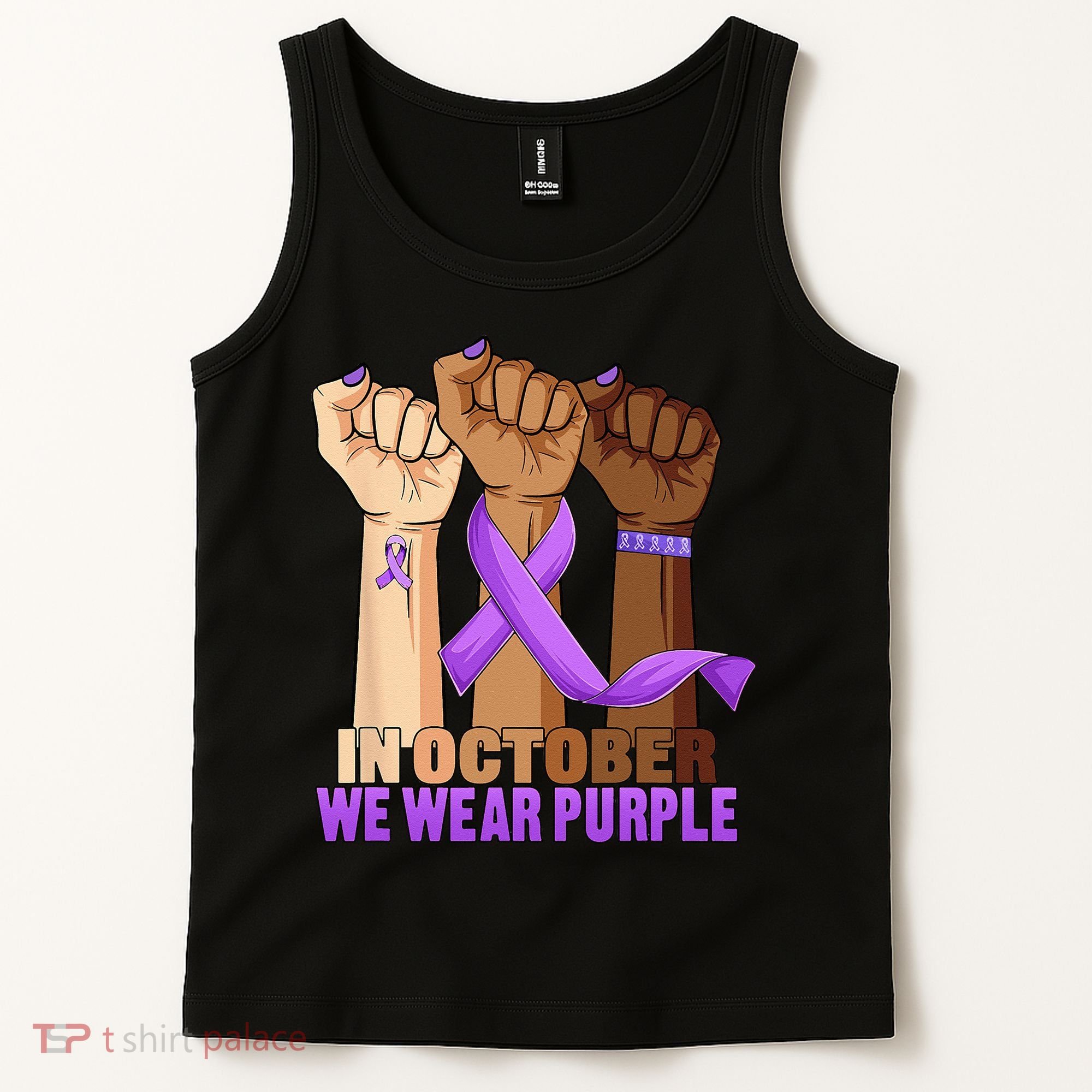 Hand In October Purple Dv Domestic Violence Awareness Month Tank Top