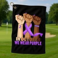 Hand In October Purple Dv Domestic Violence Awareness Month Golf Towel thumb 1