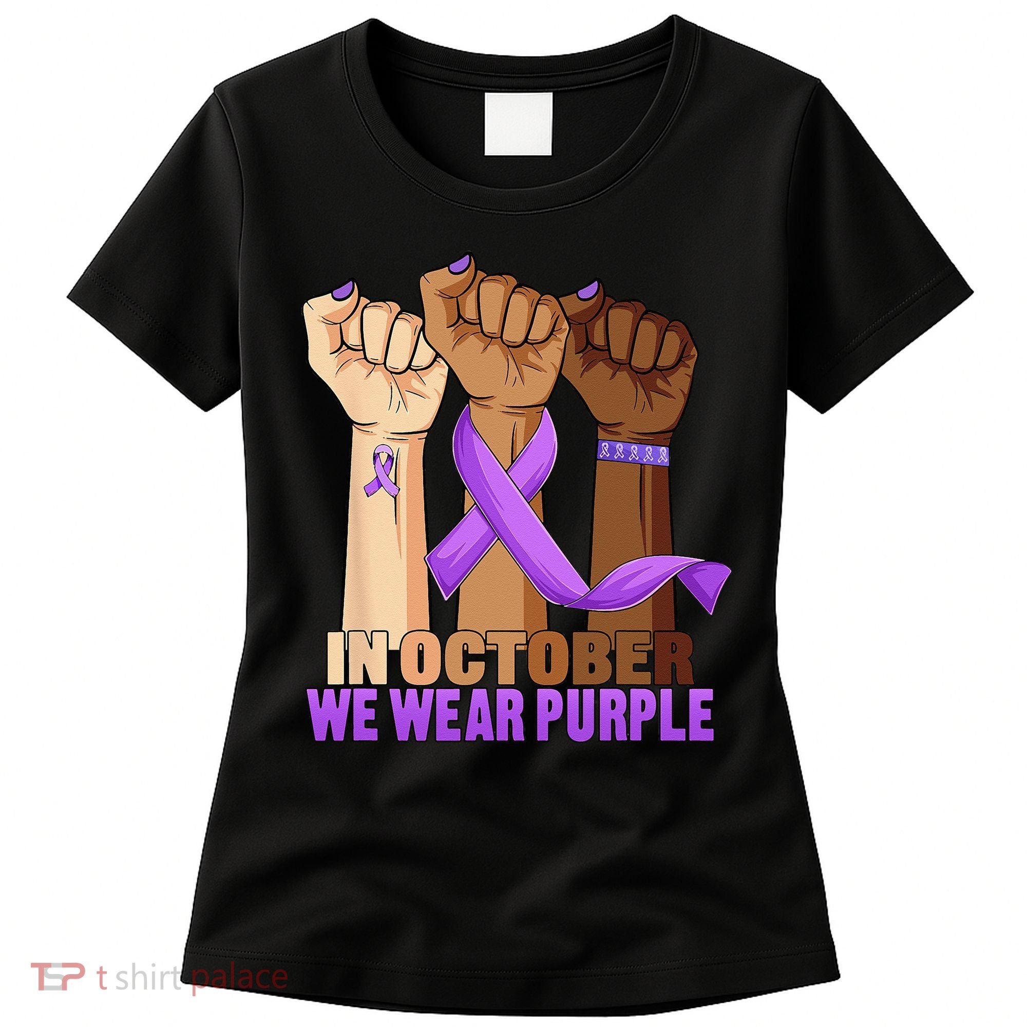 Hand In October Purple Dv Domestic Violence Awareness Month Women's T-Shirt
