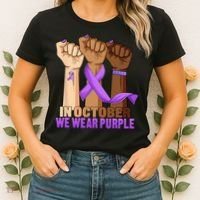 Hand In October Purple Dv Domestic Violence Awareness Month Women's T-Shirt thumb 2