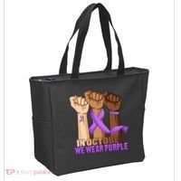 Hand In October Purple Dv Domestic Violence Awareness Month Tote Bag thumb 2