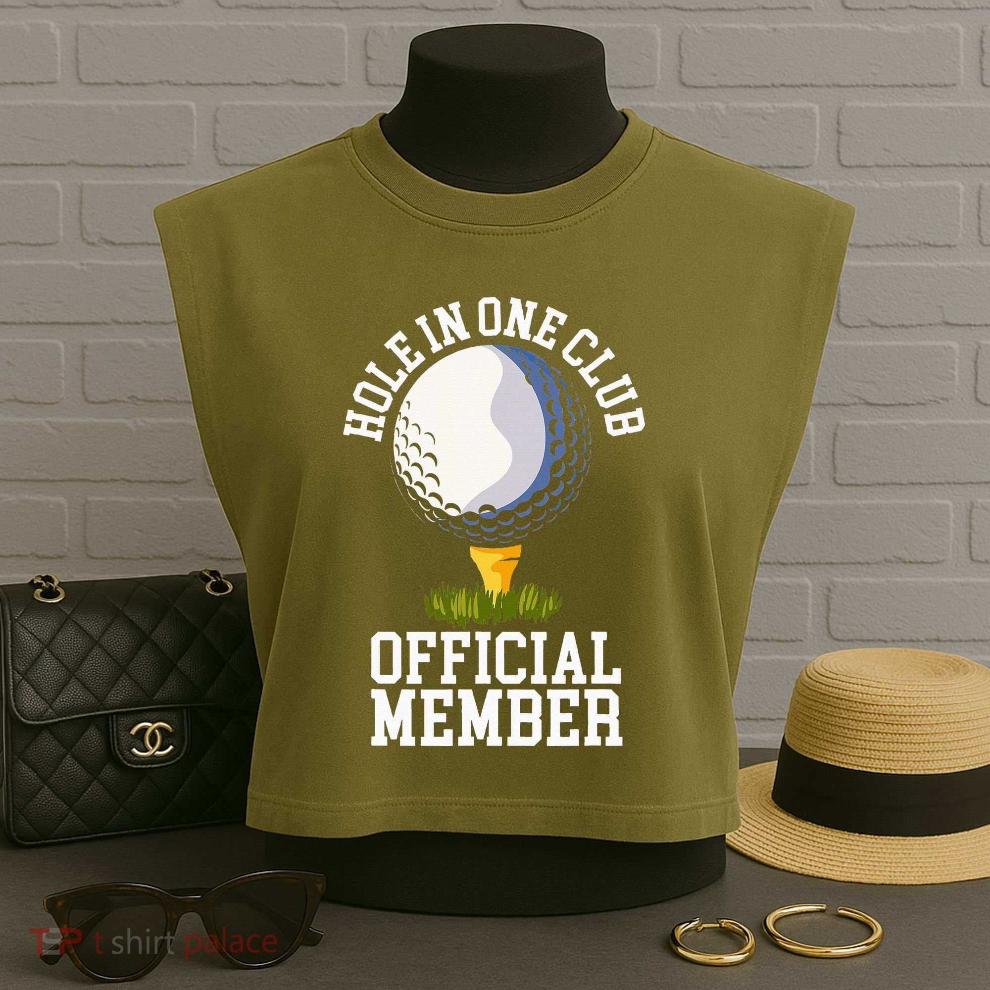 Hole In One Club Golf Club Golfer Hole In One Garment-Dyed Women's Muscle Tee