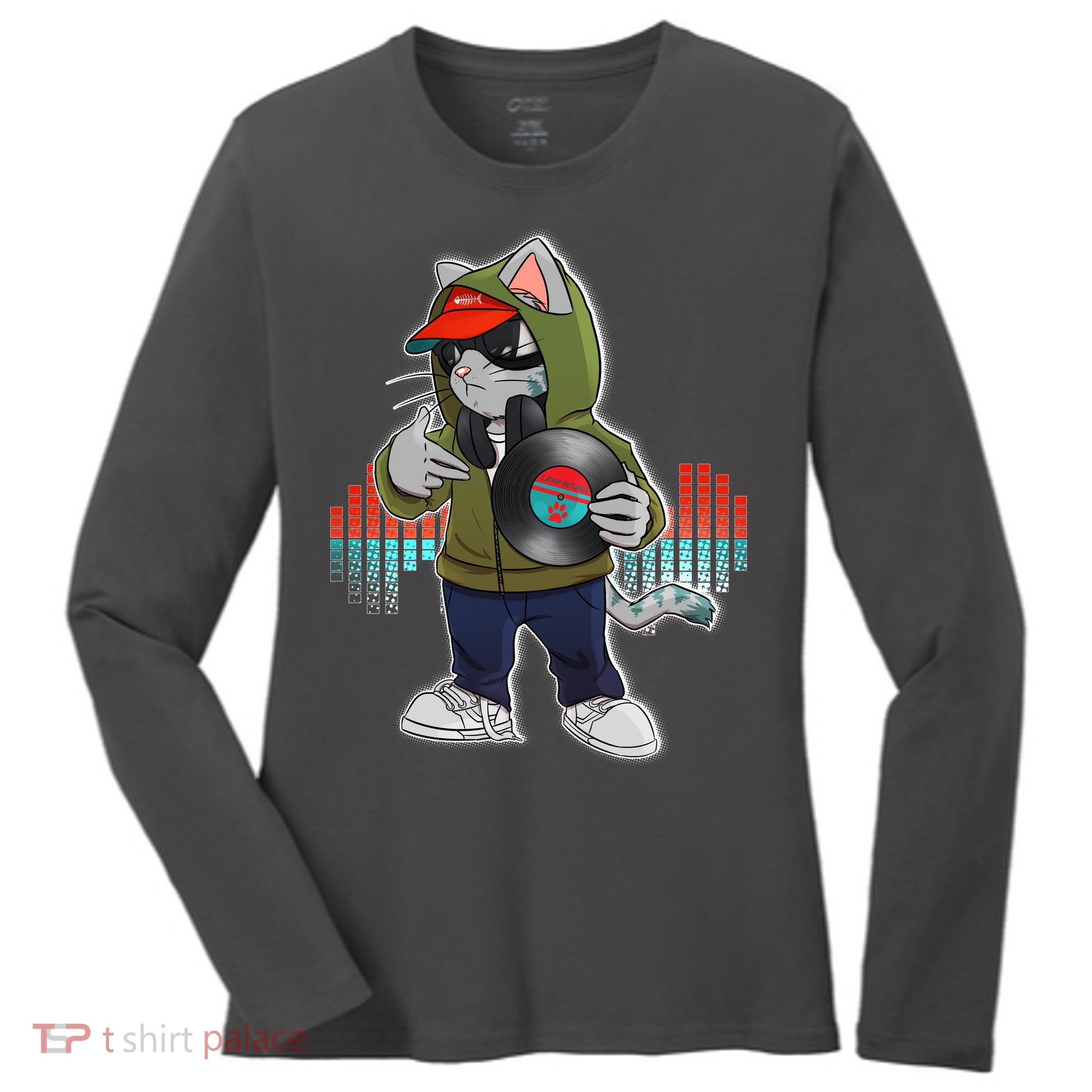 Hip Hop DJ Cat Catnip Records Women's Long Sleeve Shirt