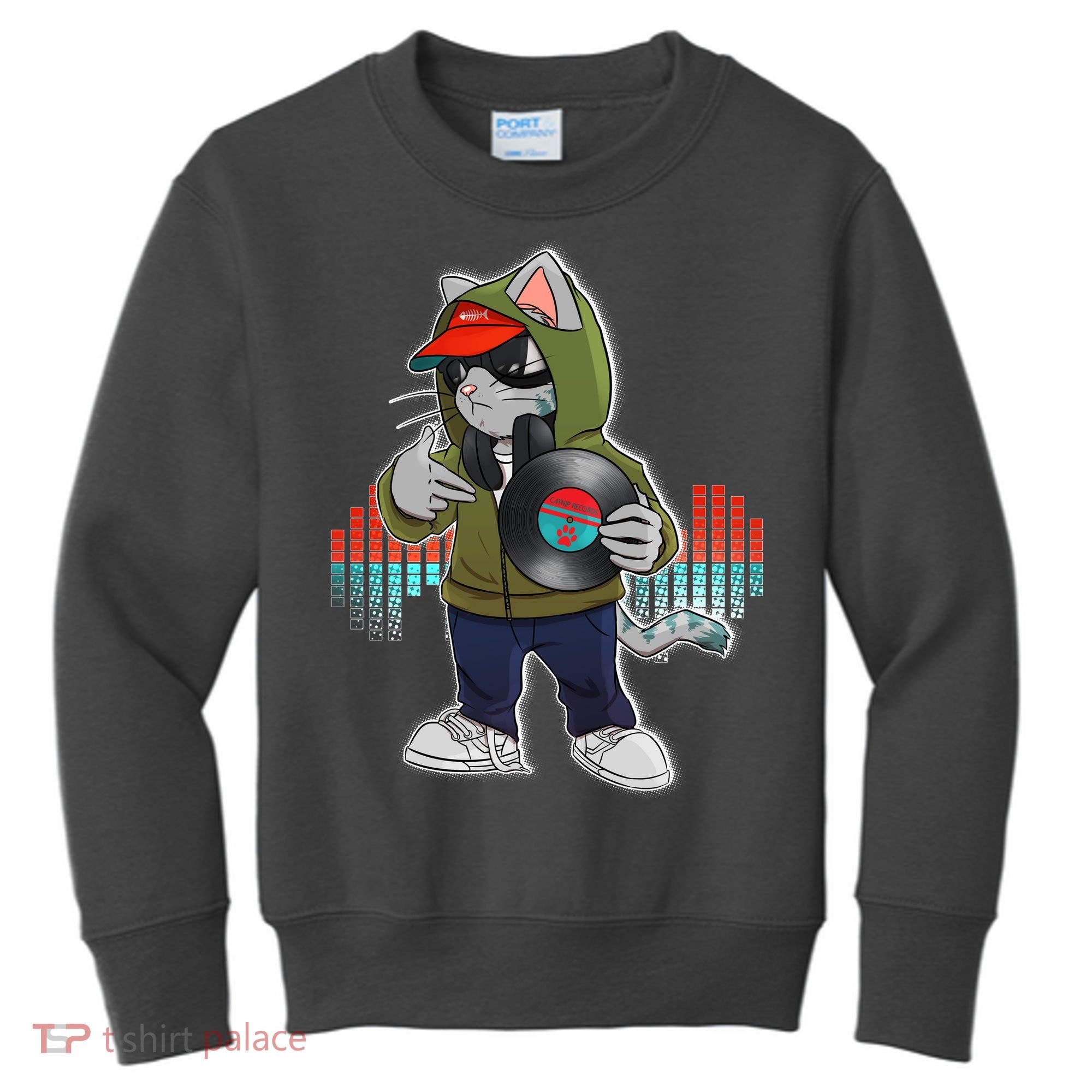 Hip Hop DJ Cat Catnip Records Kids Sweatshirt
