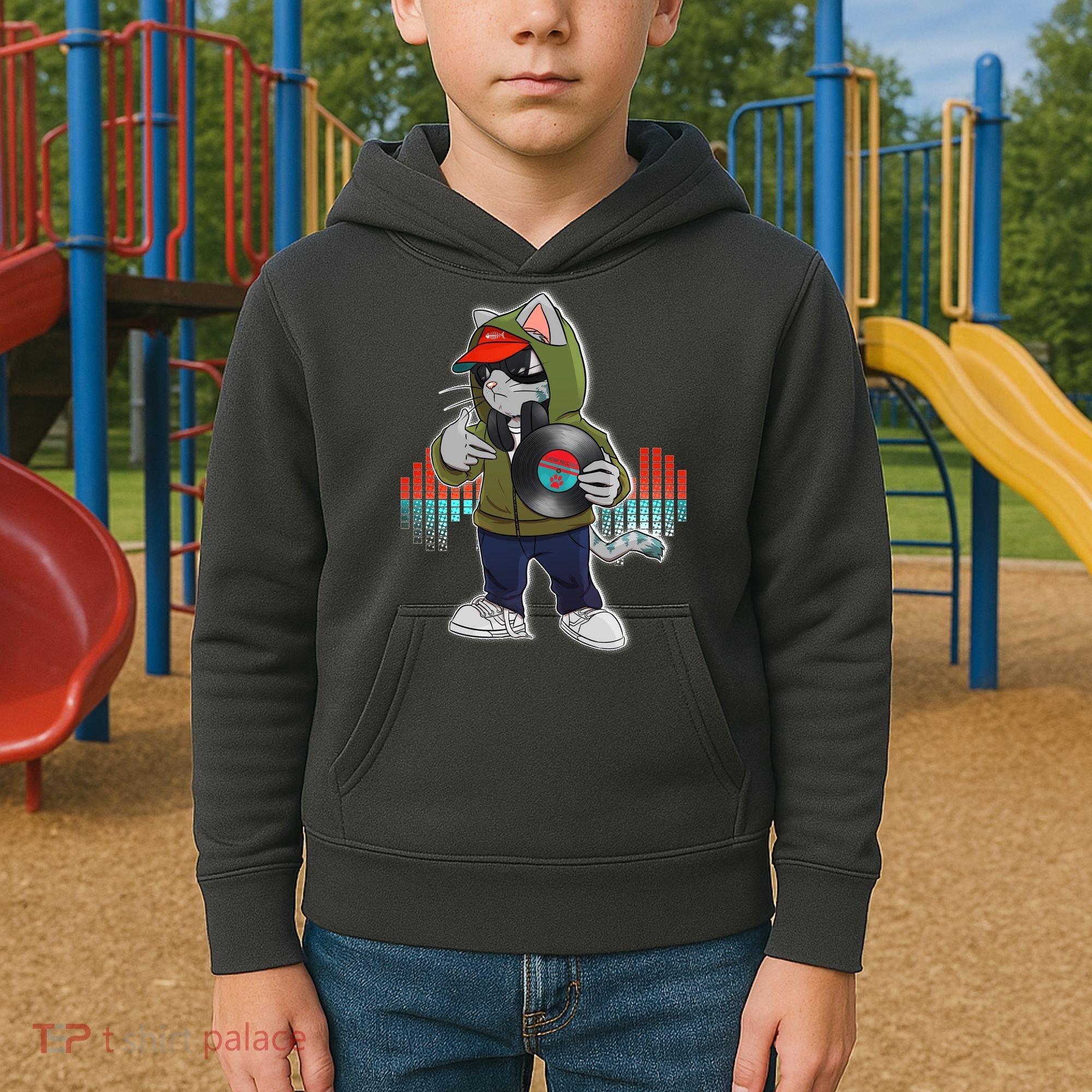 Hip Hop DJ Cat Catnip Records Kids Hoodie