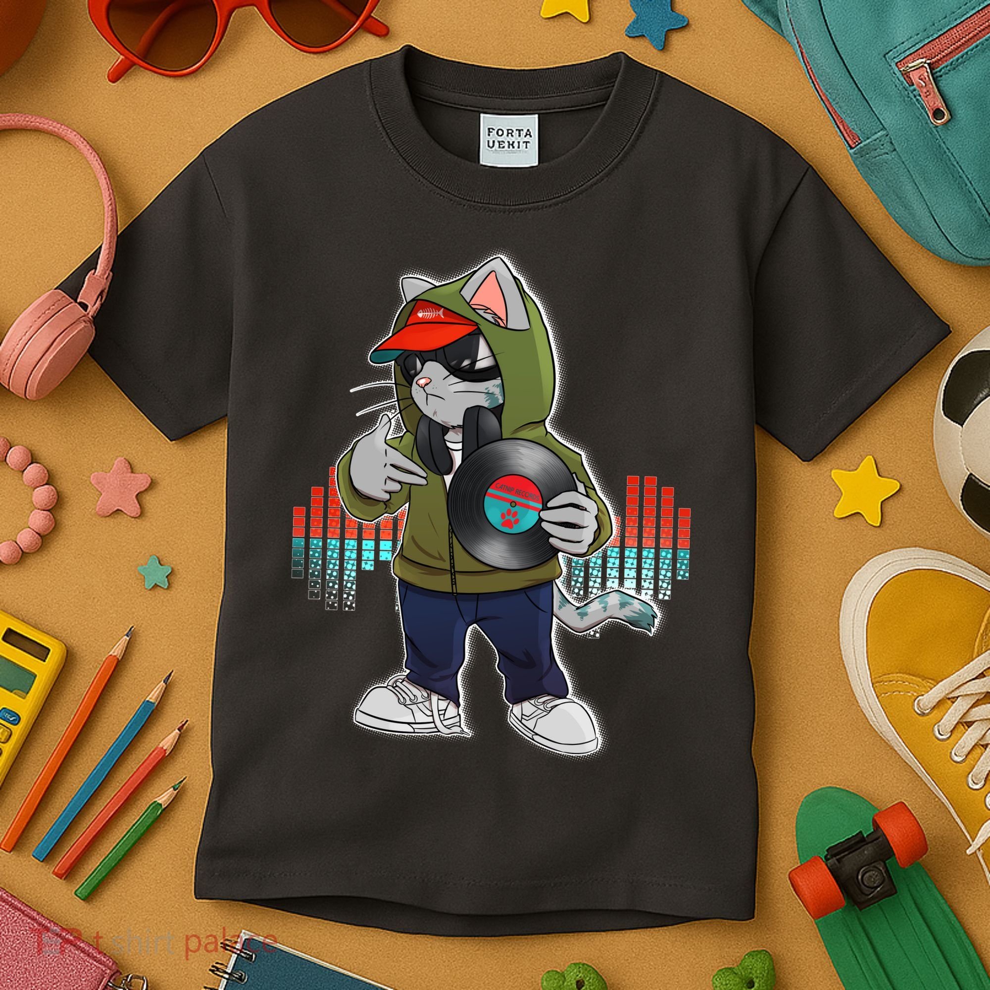 Hip Hop DJ Cat Catnip Records Kids T-Shirt