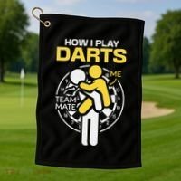 How I Play Darts Funny Darts Player Golf Towel thumb 1
