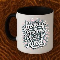 Healing In Progress Please Be Kind Floral Positive Coffee Mug thumb 2