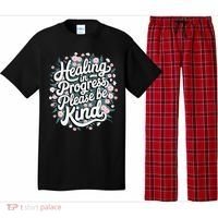 Healing In Progress Please Be Kind Floral Positive Pajama Set thumb 0