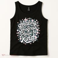 Healing In Progress Please Be Kind Floral Positive Tank Top thumb 2