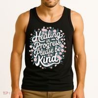 Healing In Progress Please Be Kind Floral Positive Tank Top thumb 3
