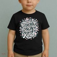 Healing In Progress Please Be Kind Floral Positive Toddler T-Shirt thumb 2